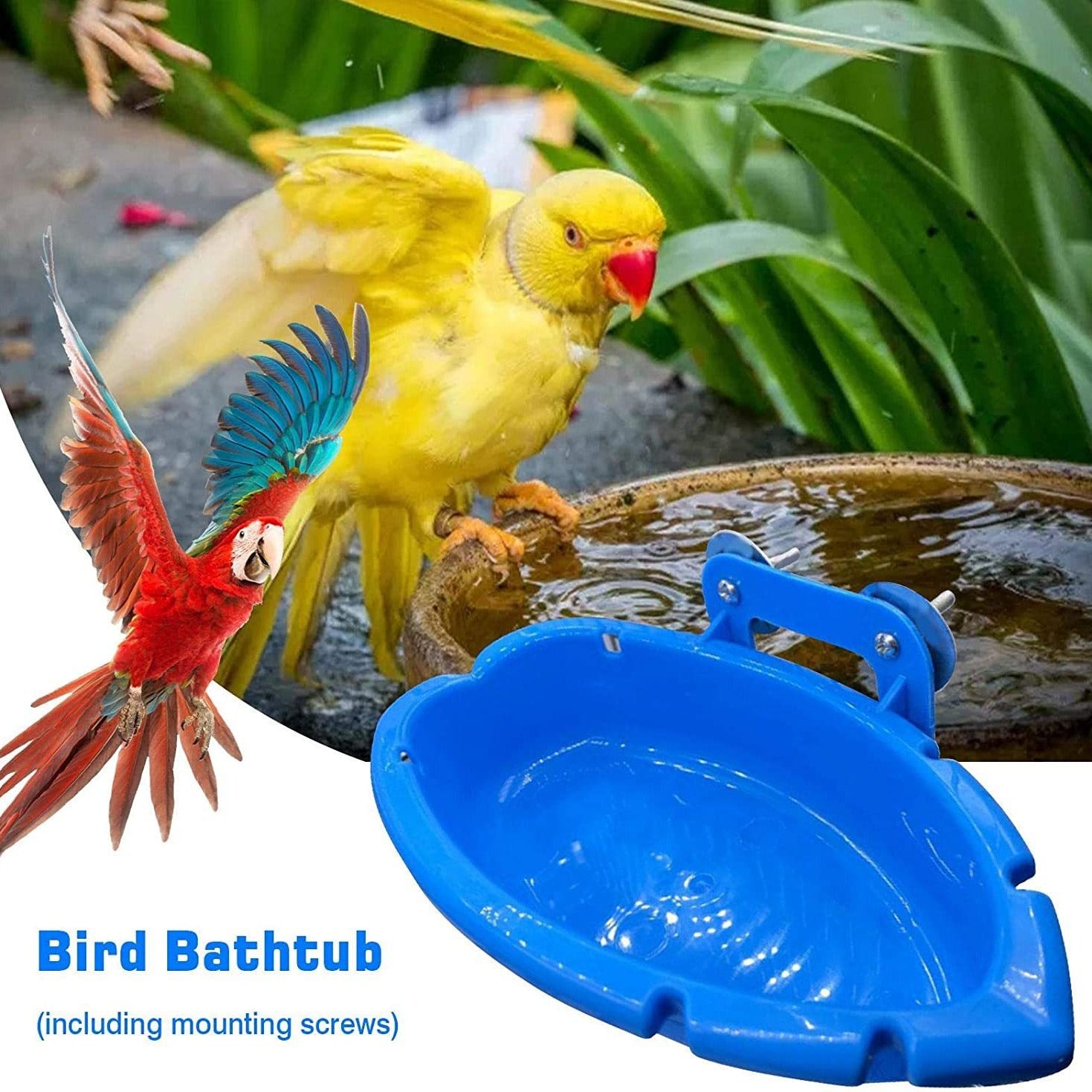 Bañera multifuncional para pájaros y comederos.