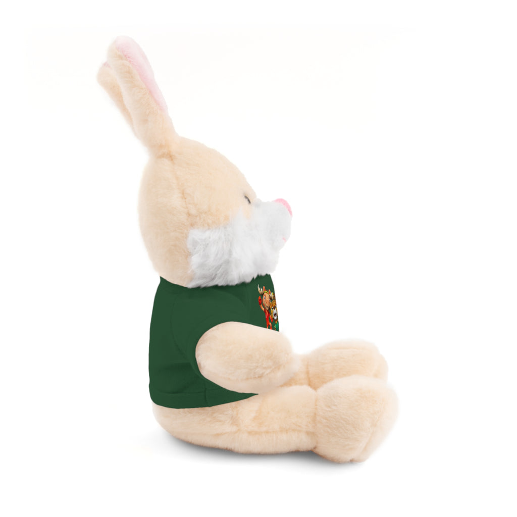 Adorable animal de peluche con camiseta personalizada, regalo tierno para niños.