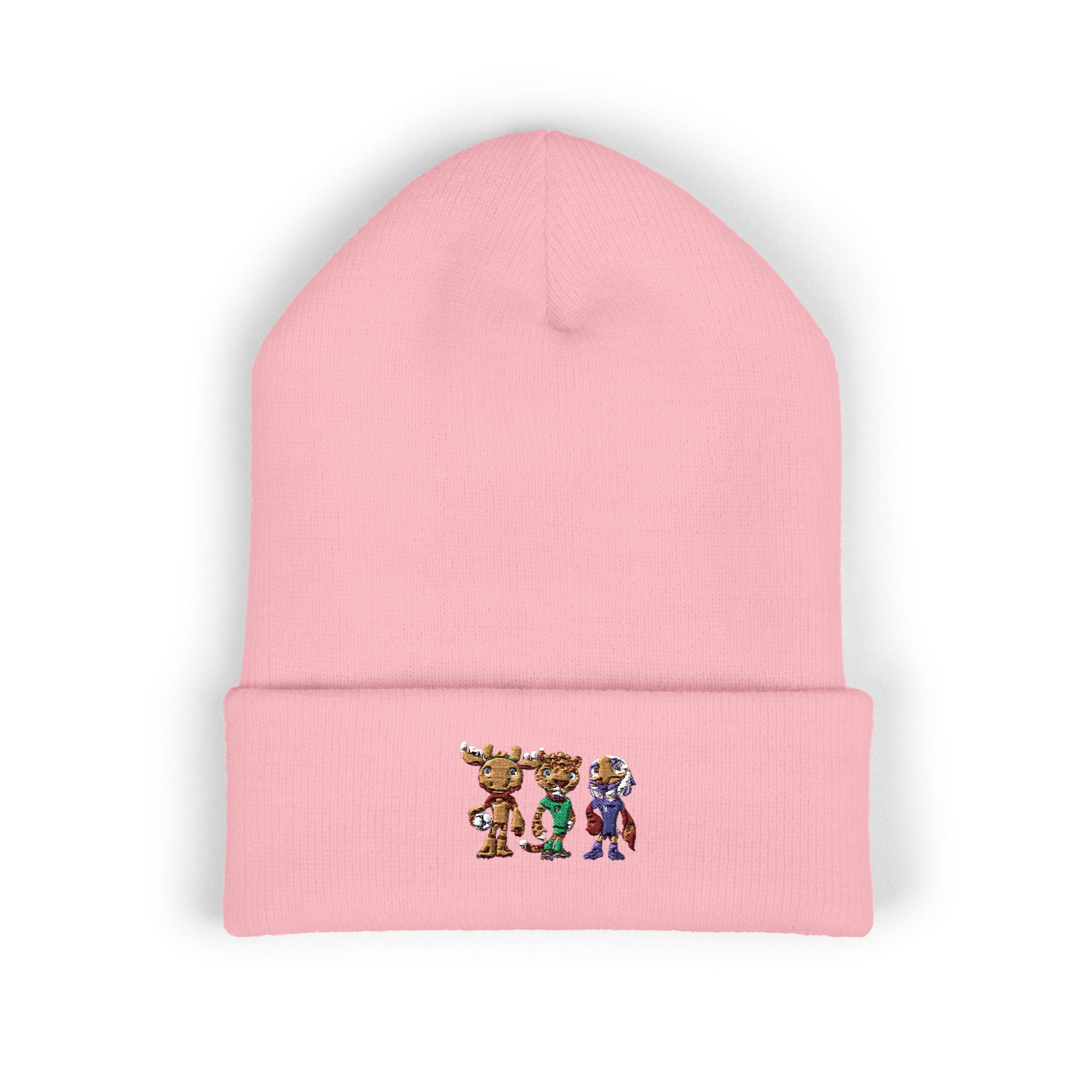 Gorro con las mascotas del Futbol. Gorro con vuelta bordado.