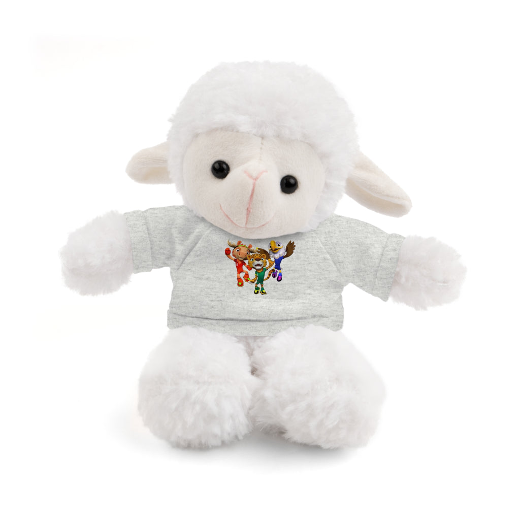 Adorable animal de peluche con camiseta personalizada, regalo tierno para niños.