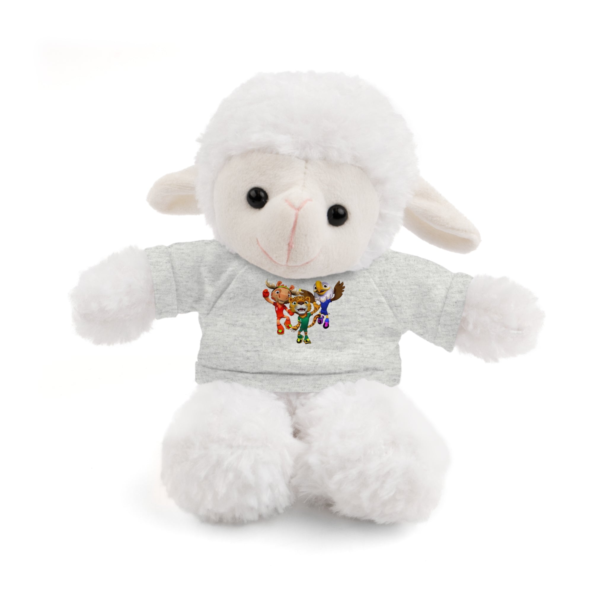 Adorable animal de peluche con camiseta personalizada, regalo tierno para niños.