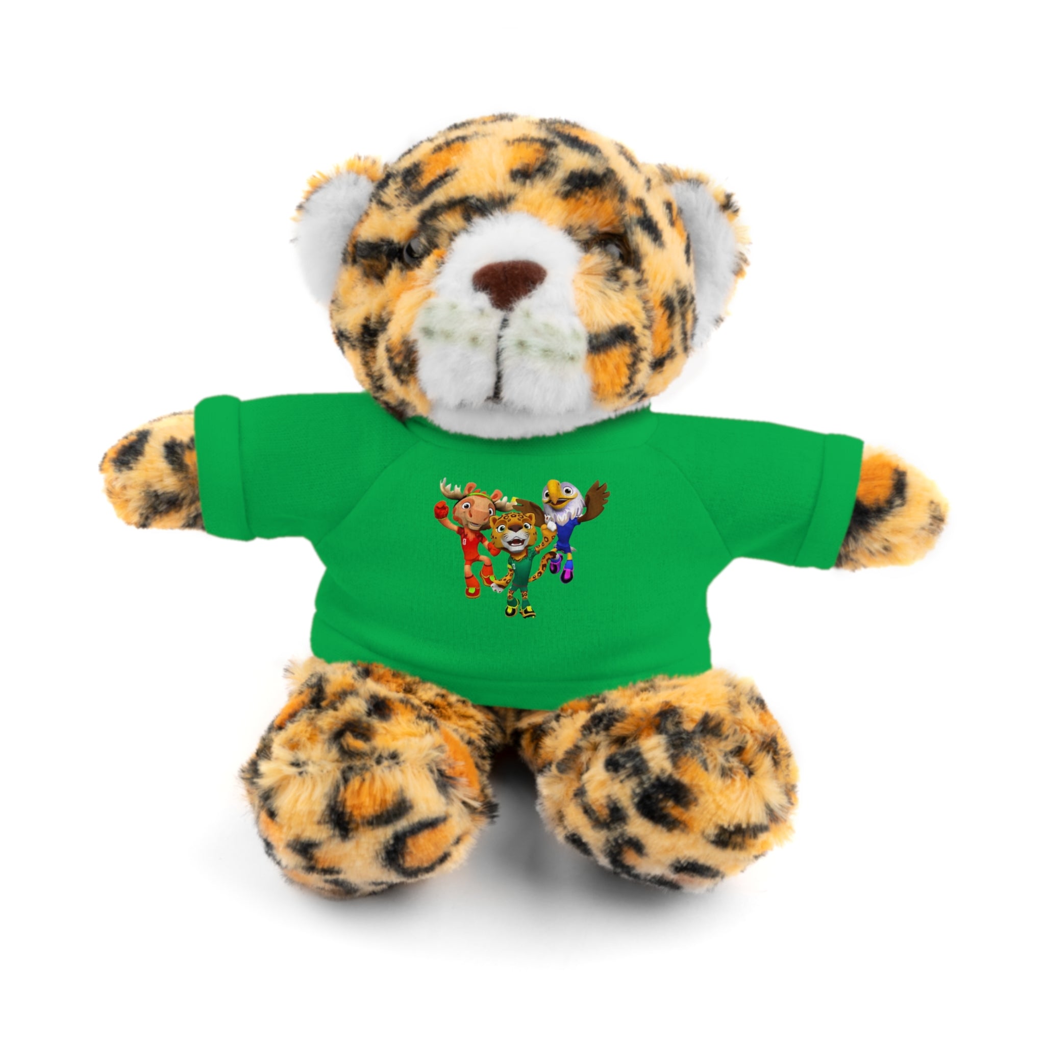 Adorable animal de peluche con camiseta personalizada, regalo tierno para niños.