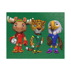 Rompecabezas de animales deportivos para niños, divertido juego familiar.