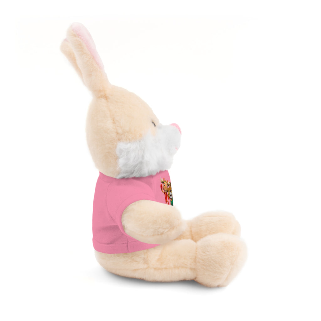 Adorable animal de peluche con camiseta personalizada, regalo tierno para niños.