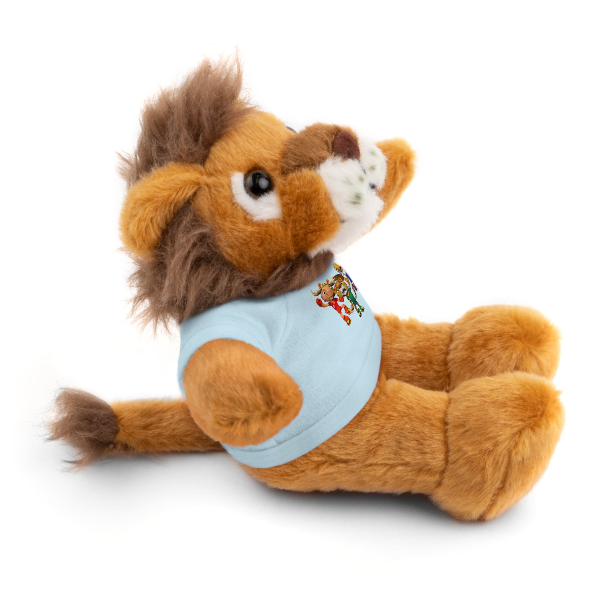 Adorable animal de peluche con camiseta personalizada, regalo tierno para niños.