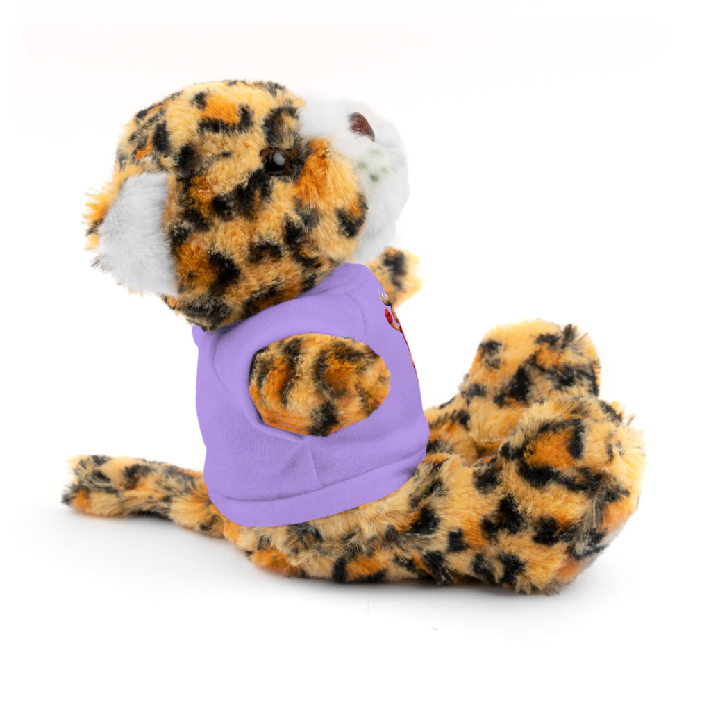 Adorable animal de peluche con camiseta personalizada, regalo tierno para niños.