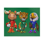 Rompecabezas de animales deportivos para niños, divertido juego familiar.