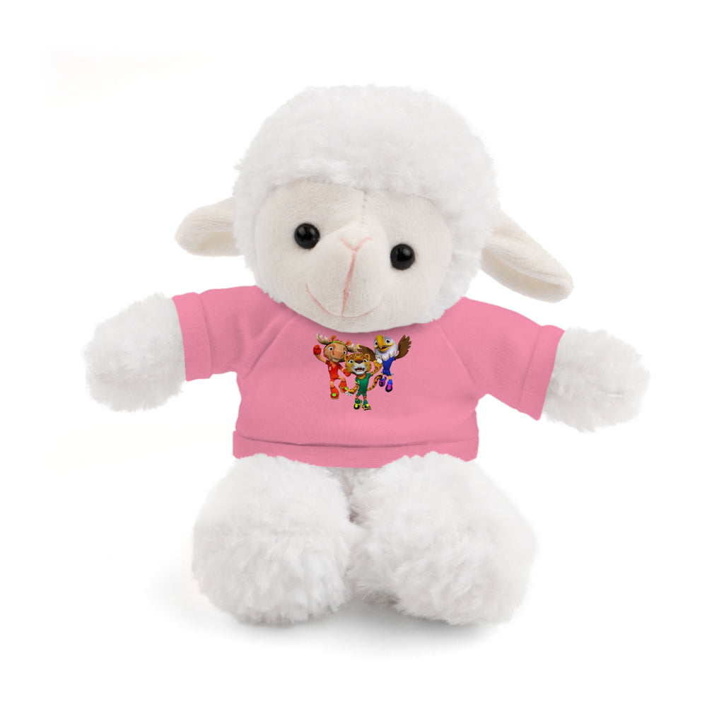 Adorable animal de peluche con camiseta personalizada, regalo tierno para niños.