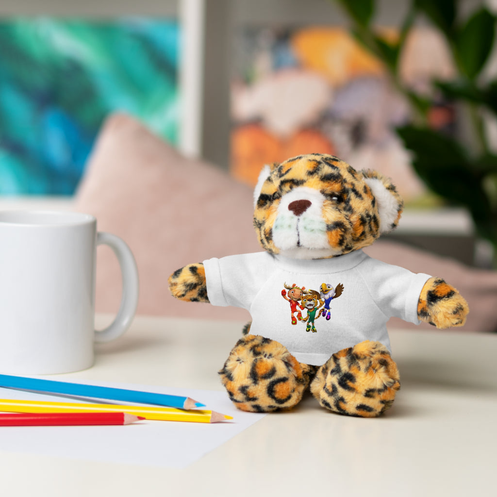 Adorable animal de peluche con camiseta personalizada, regalo tierno para niños.