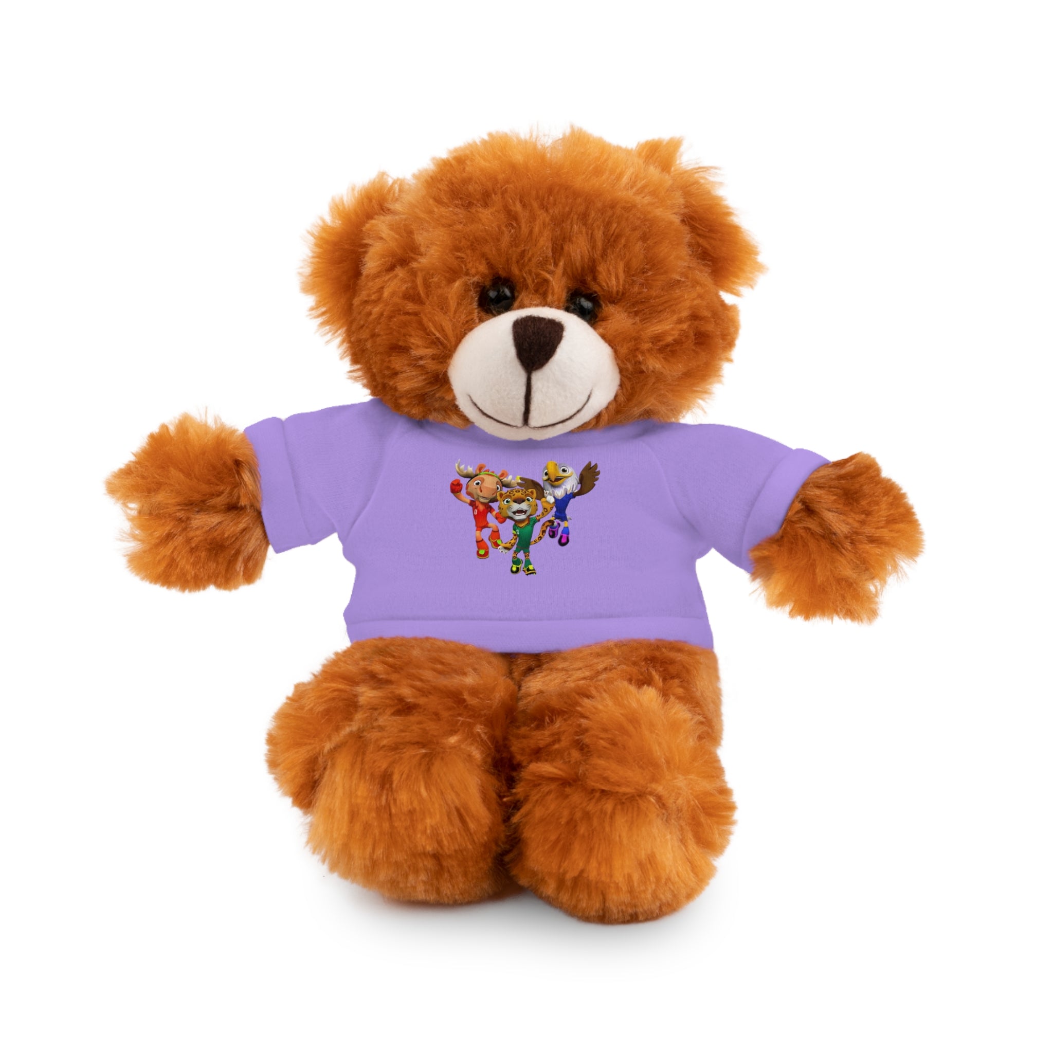 Adorable animal de peluche con camiseta personalizada, regalo tierno para niños.