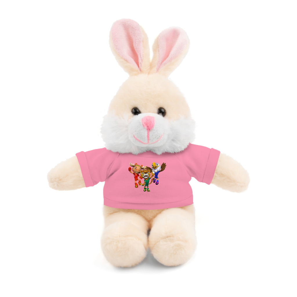 Adorable animal de peluche con camiseta personalizada, regalo tierno para niños.