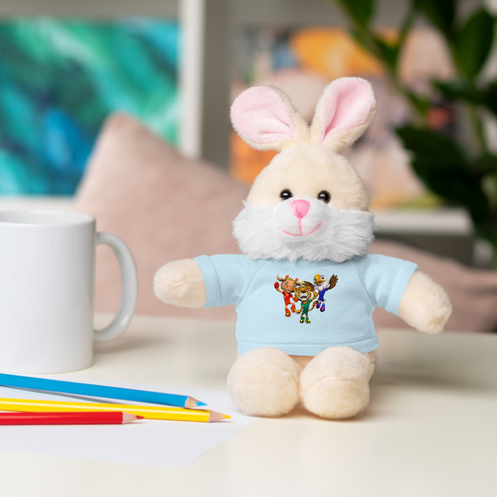 Adorable animal de peluche con camiseta personalizada, regalo tierno para niños.