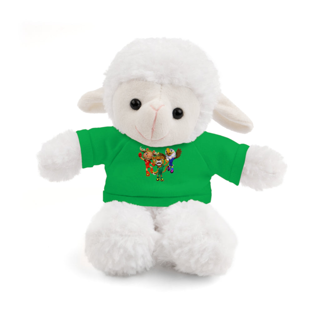 Adorable animal de peluche con camiseta personalizada, regalo tierno para niños.