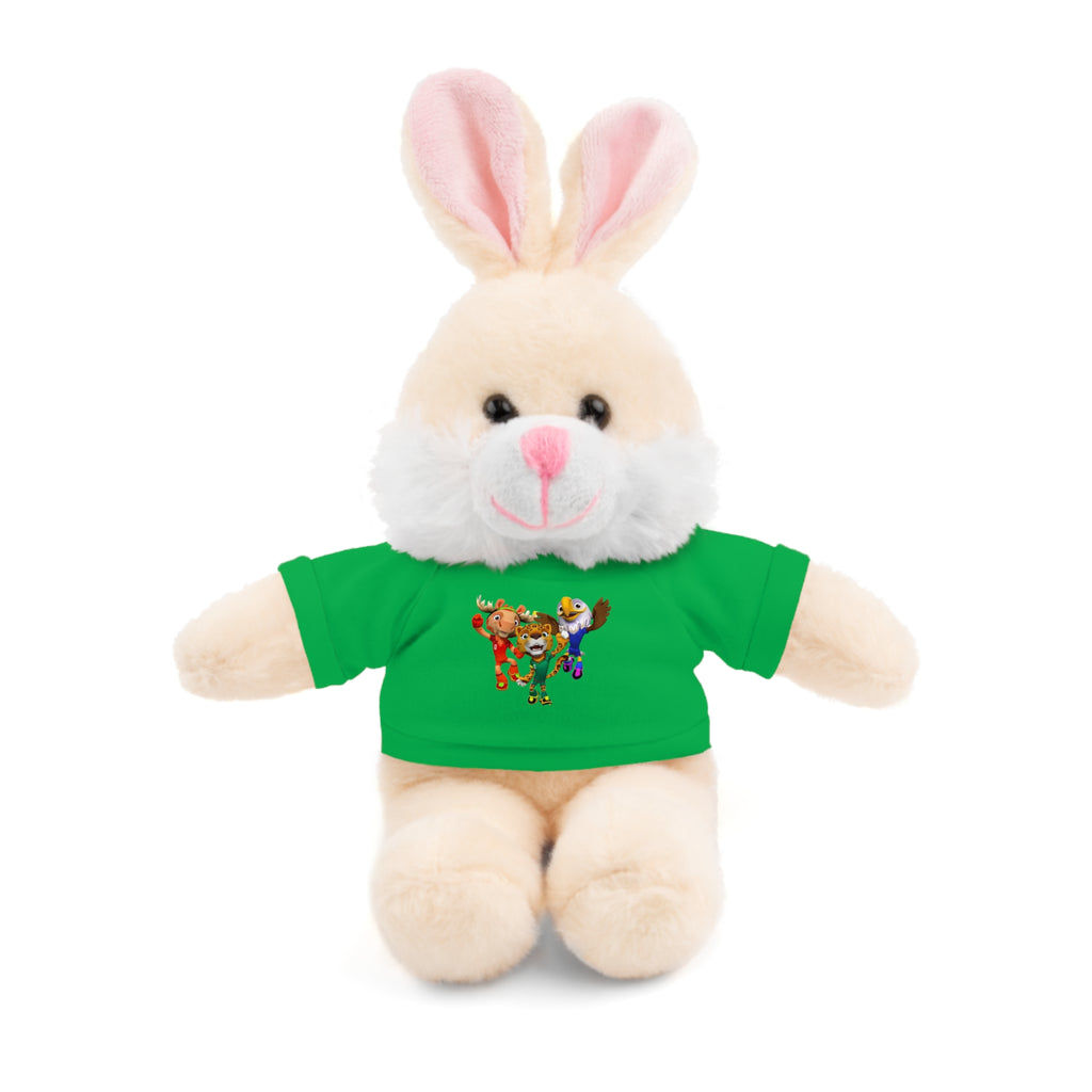 Adorable animal de peluche con camiseta personalizada, regalo tierno para niños.