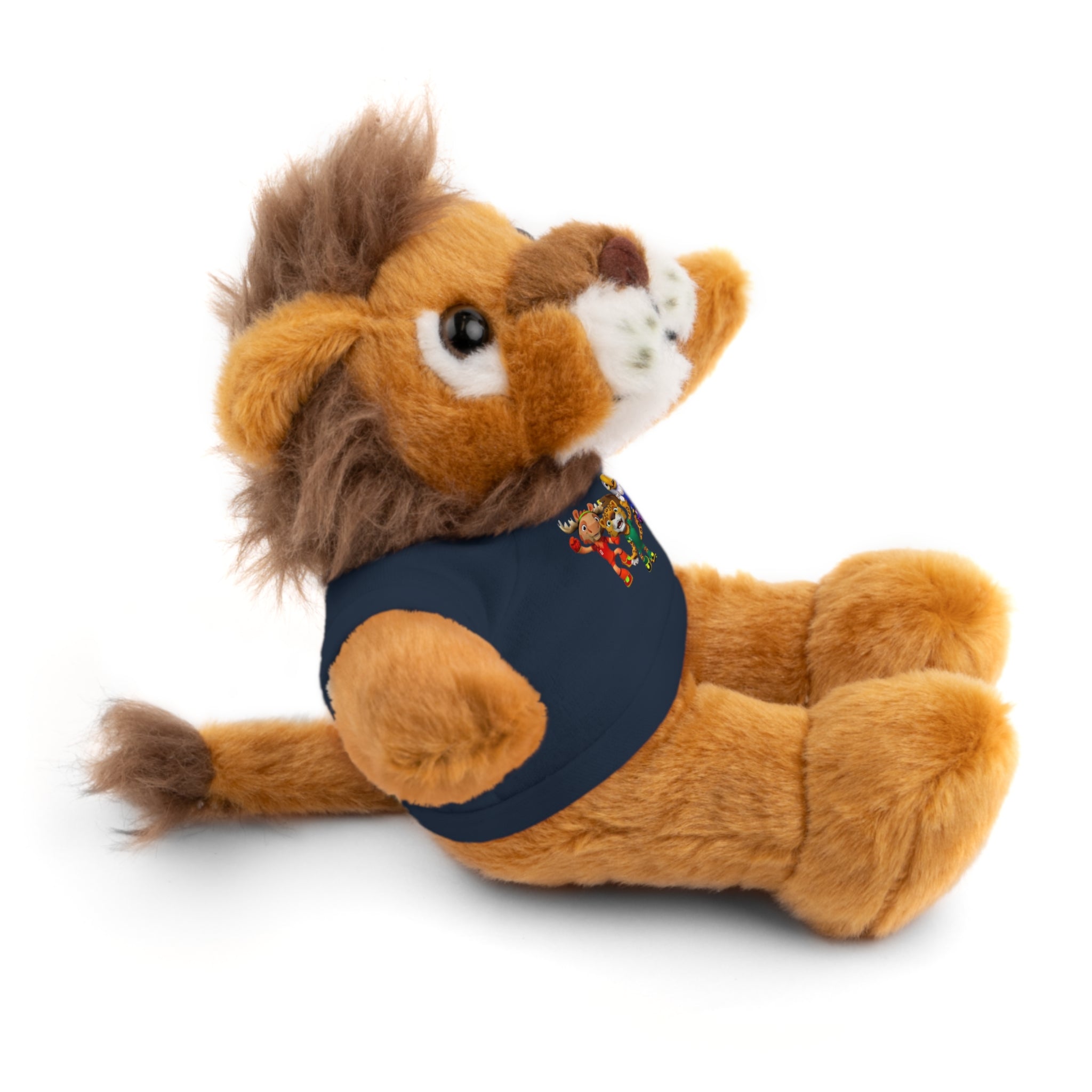 Adorable animal de peluche con camiseta personalizada, regalo tierno para niños.