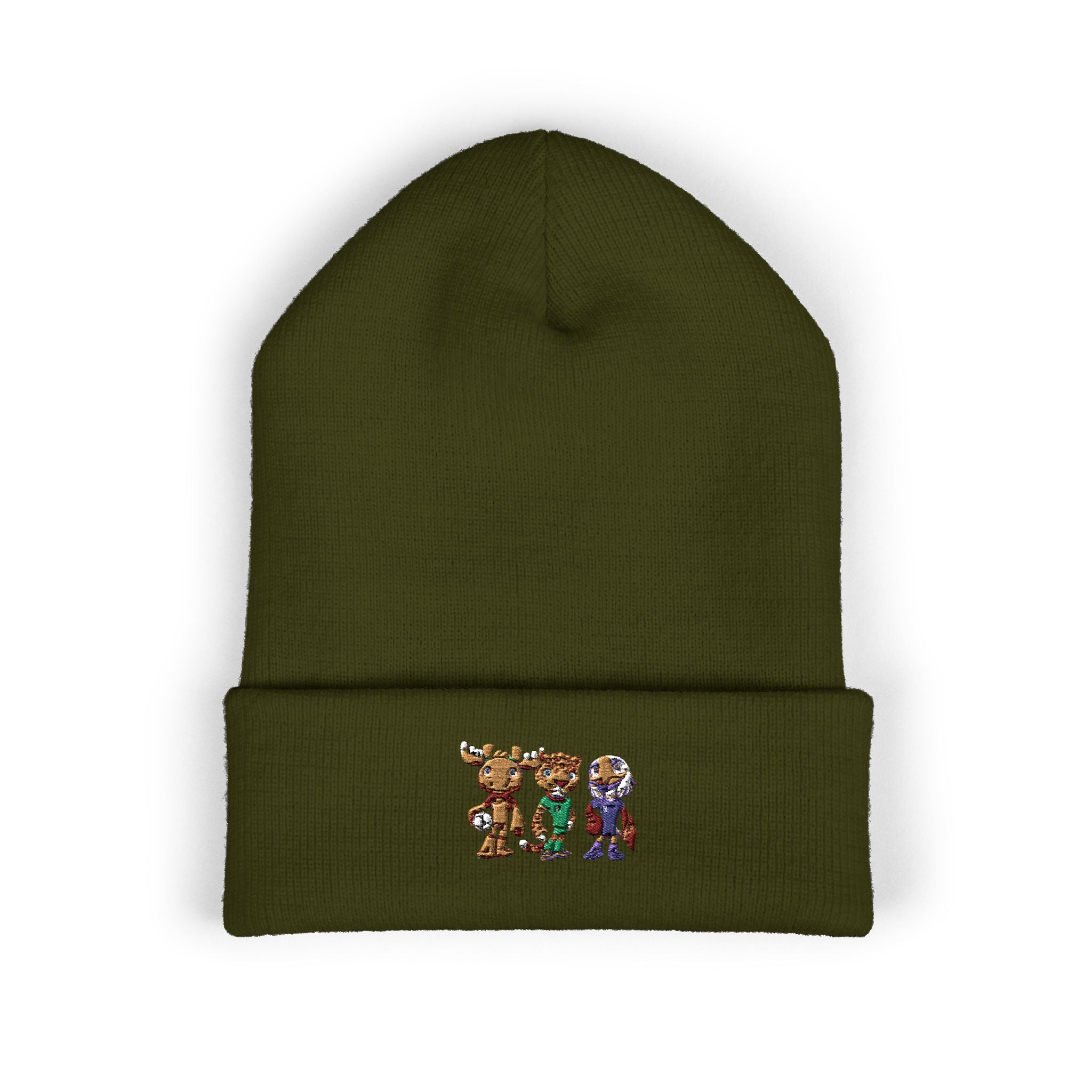 Gorro con las mascotas del Futbol. Gorro con vuelta bordado.