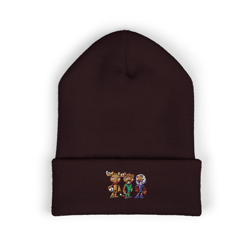Gorro con las mascotas del Futbol. Gorro con vuelta bordado.