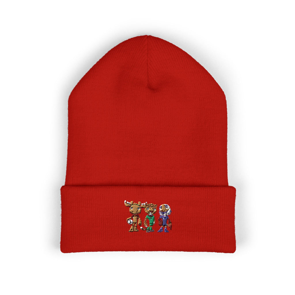 Gorro con las mascotas del Futbol. Gorro con vuelta bordado.