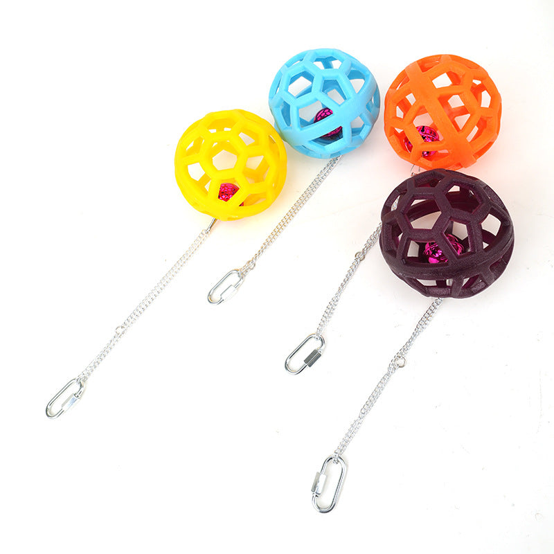Bola de campana colgante de loro congestionada para aliviar la masticación. Molar de plástico.