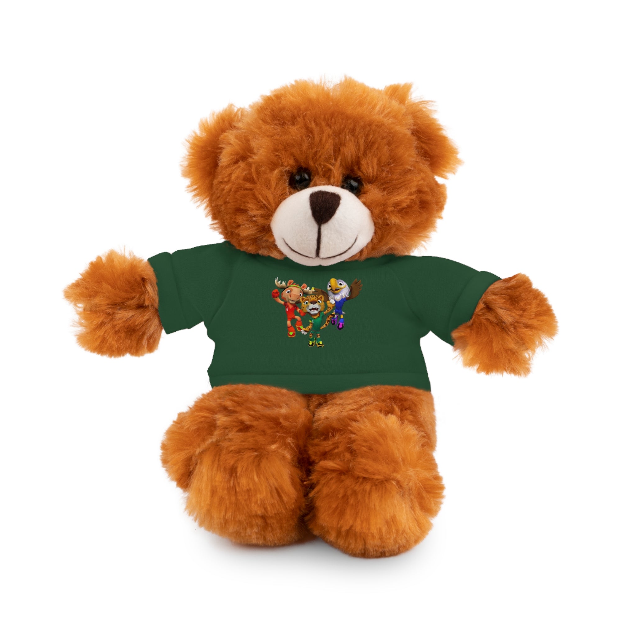 Adorable animal de peluche con camiseta personalizada, regalo tierno para niños.