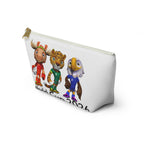 Bolsa de accesorios con mascota de fútbol. Neceser con base plana para aficionados y niños