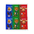 Manta de felpa aterciopelada. Trío de mascotas de fútbol infantil