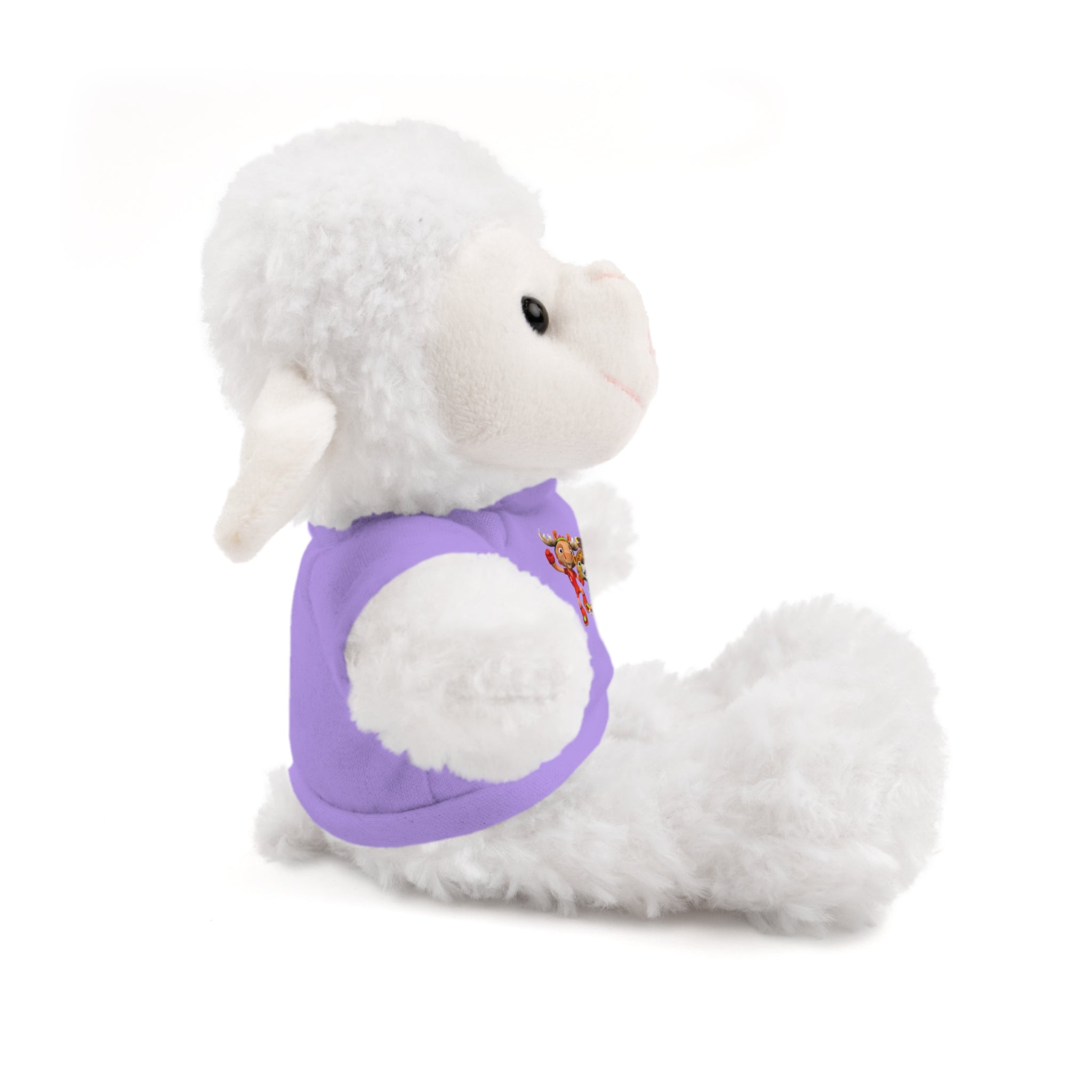 Adorable animal de peluche con camiseta personalizada, regalo tierno para niños.