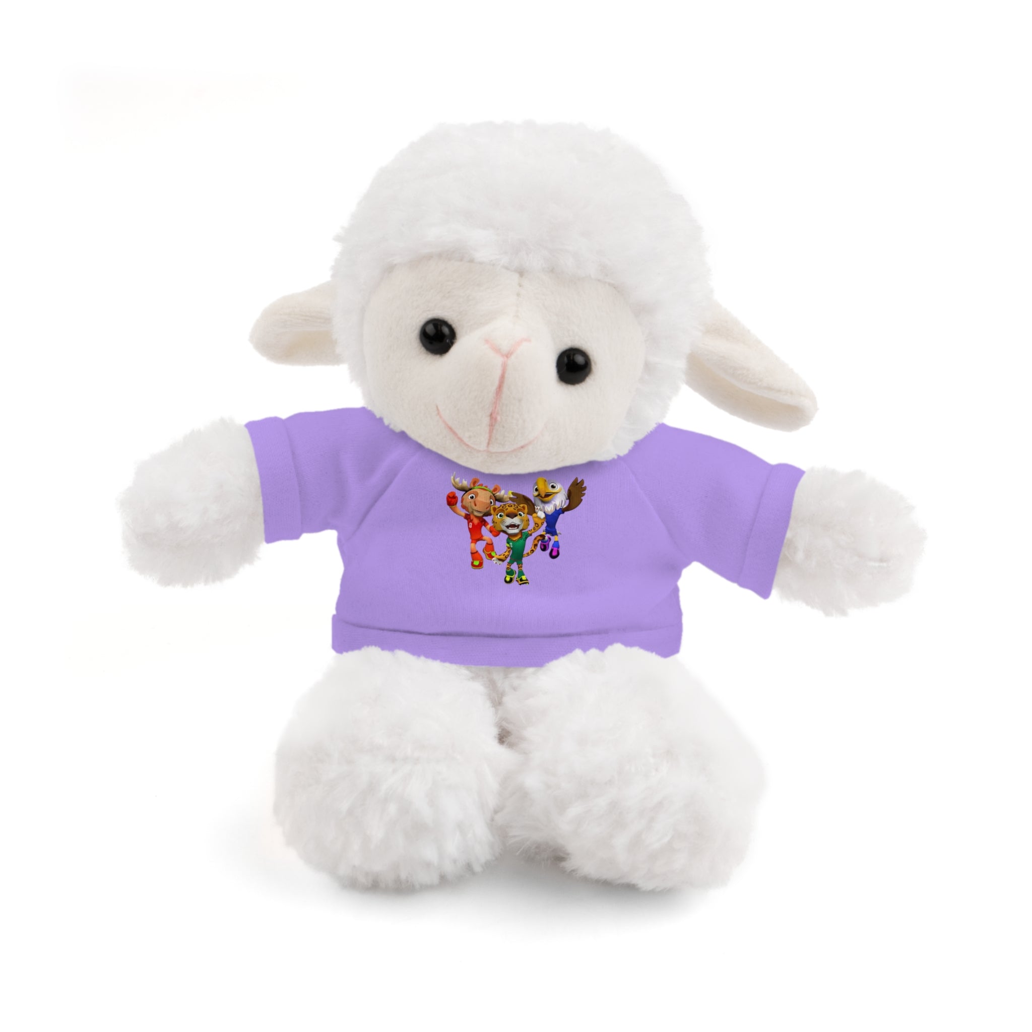 Adorable animal de peluche con camiseta personalizada, regalo tierno para niños.