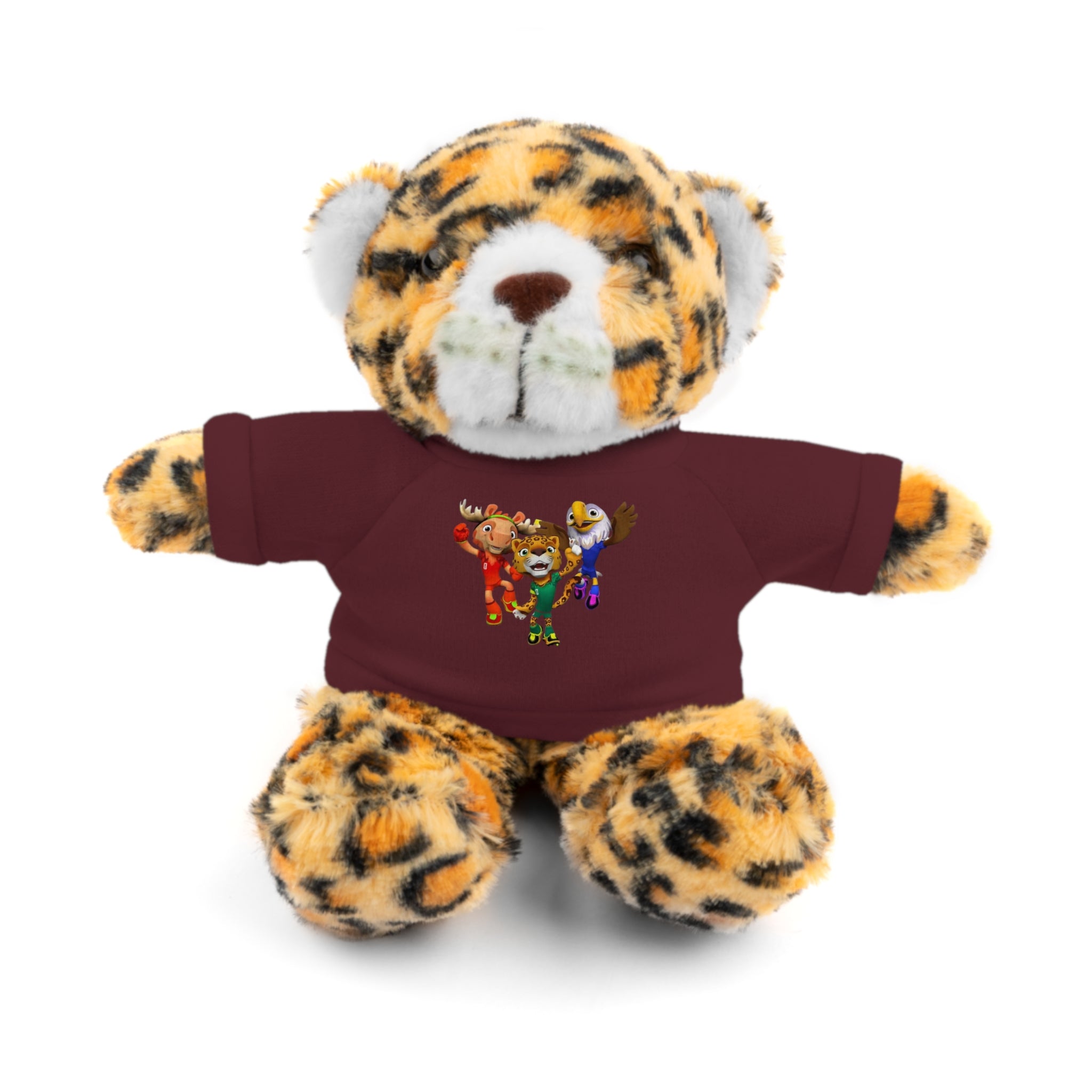 Adorable animal de peluche con camiseta personalizada, regalo tierno para niños.