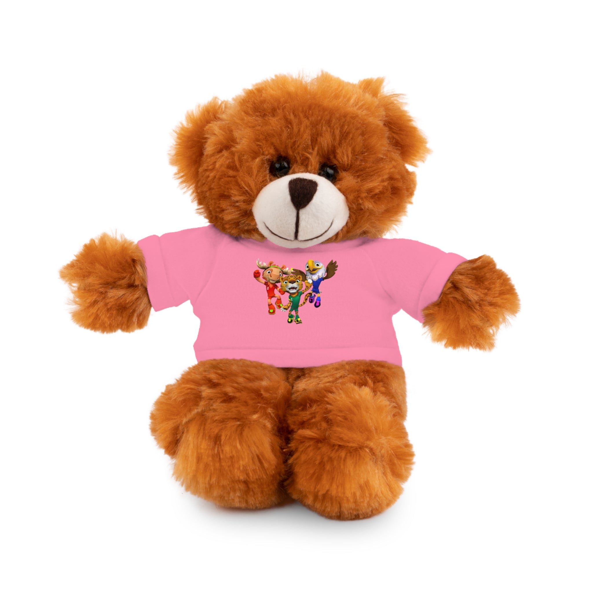 Adorable animal de peluche con camiseta personalizada, regalo tierno para niños.