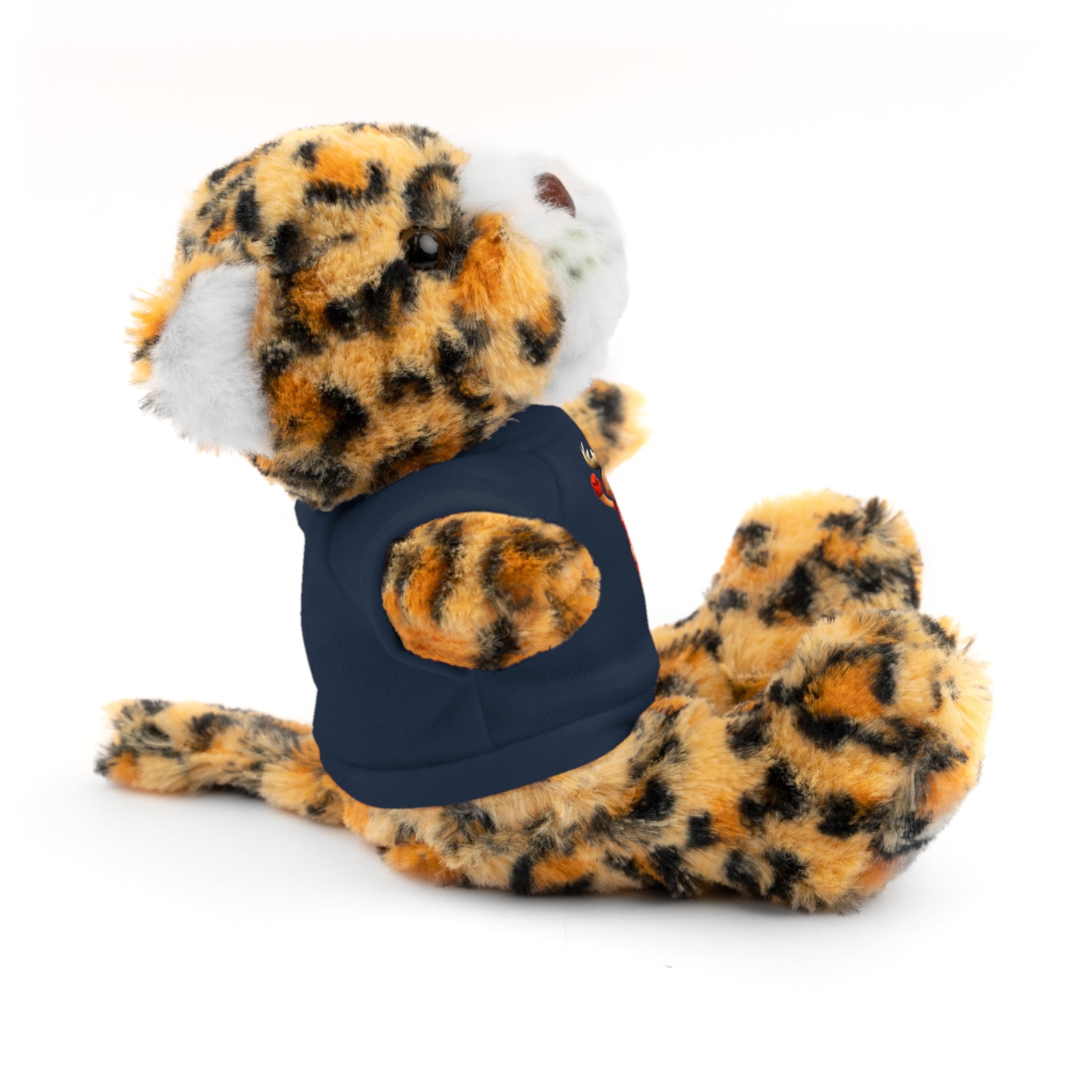 Adorable animal de peluche con camiseta personalizada, regalo tierno para niños.