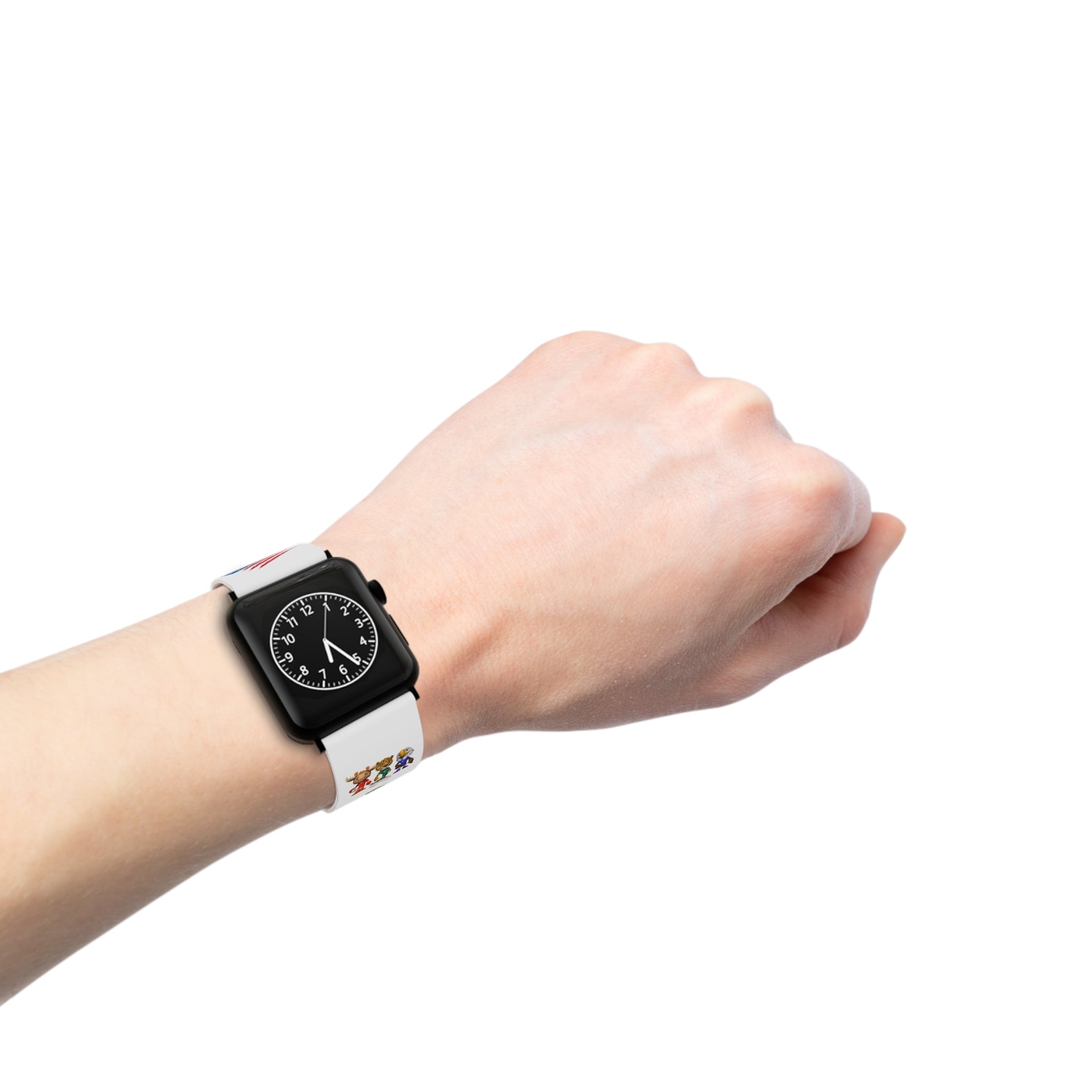 Correa para Apple Watch. Bandera de EE. UU. y adorables mascotas mundialistas