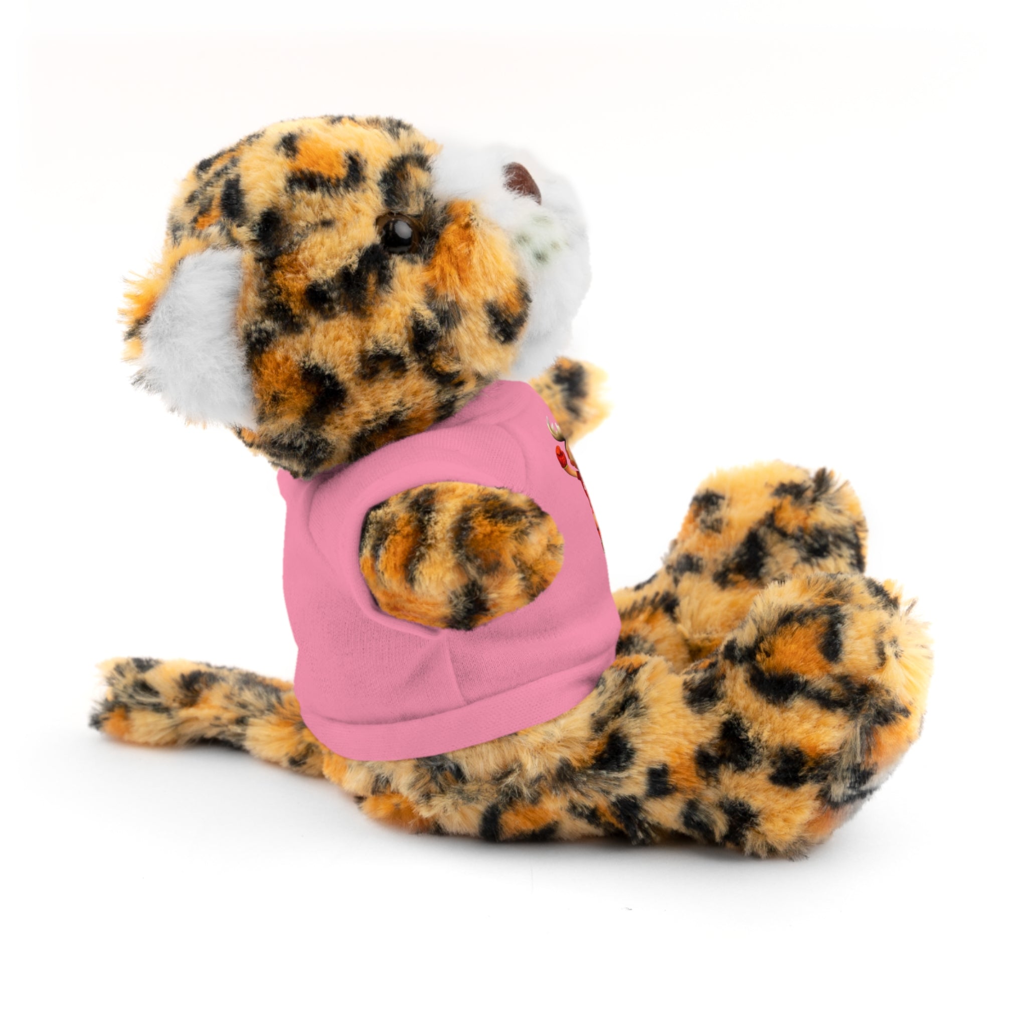 Adorable animal de peluche con camiseta personalizada, regalo tierno para niños.