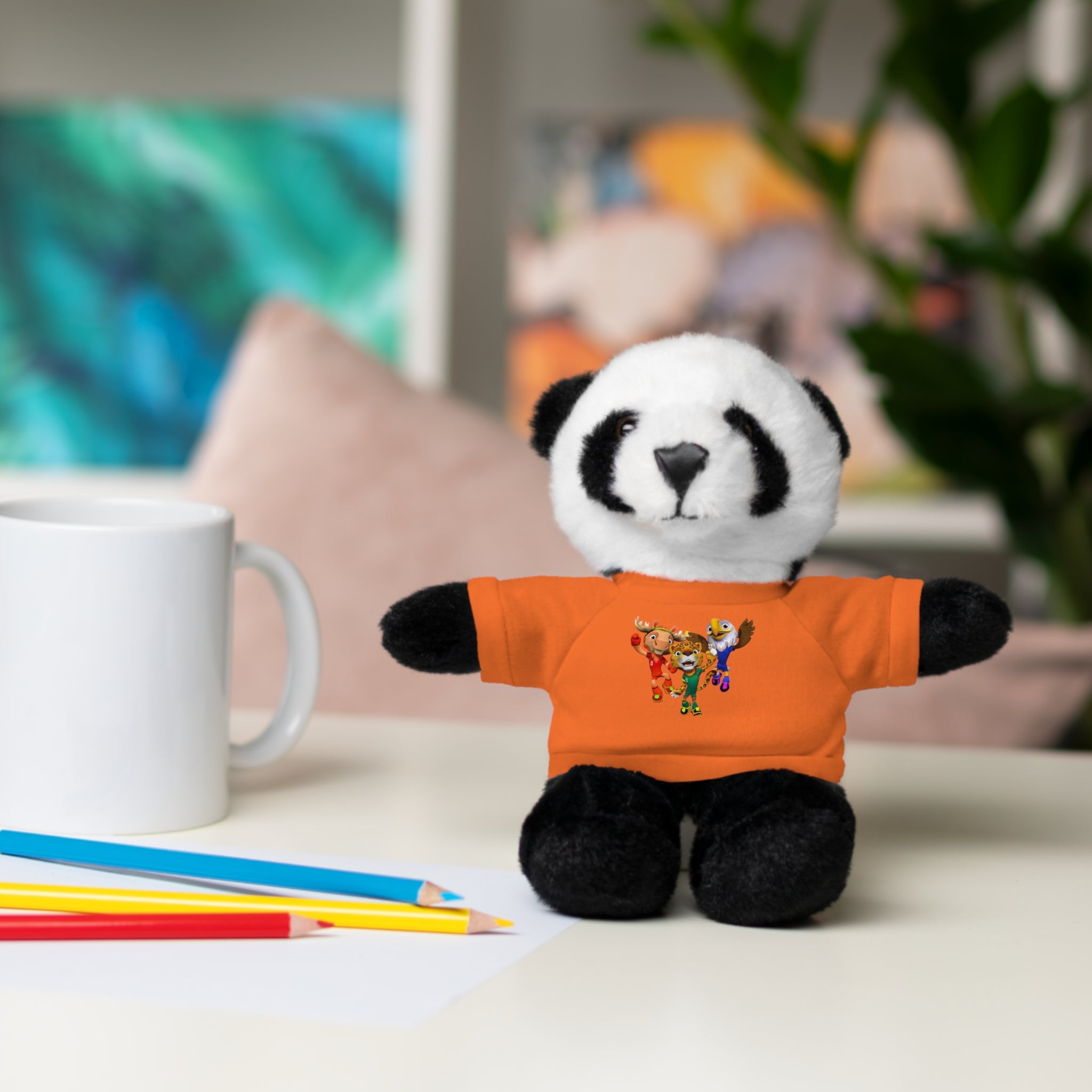 Adorable animal de peluche con camiseta personalizada, regalo tierno para niños.