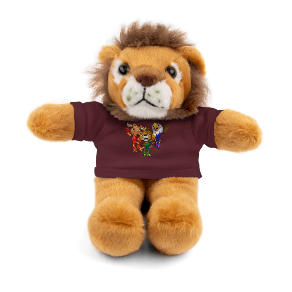 Adorable animal de peluche con camiseta personalizada, regalo tierno para niños.