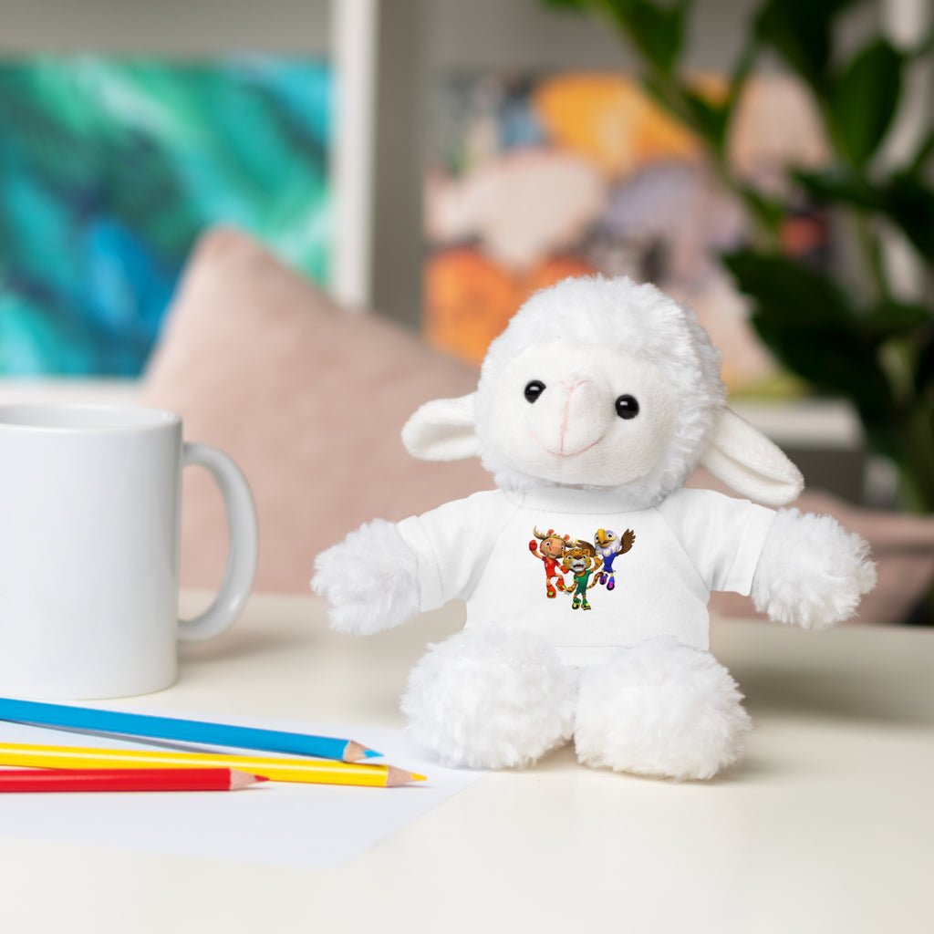 Adorable animal de peluche con camiseta personalizada, regalo tierno para niños.