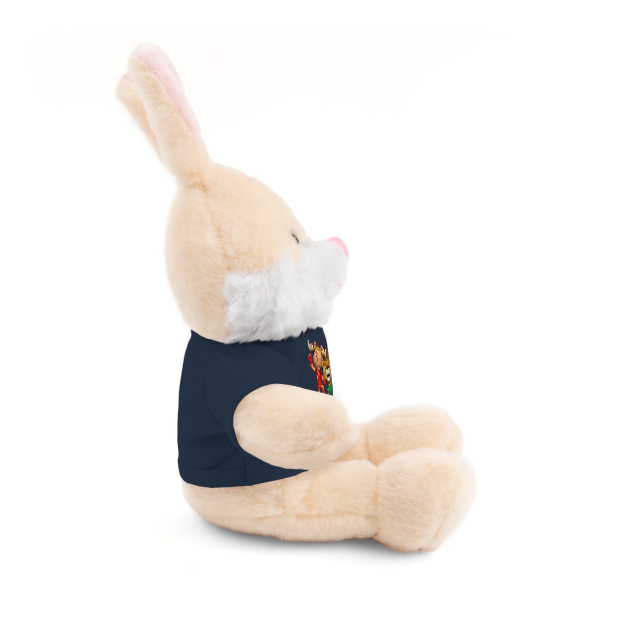 Adorable animal de peluche con camiseta personalizada, regalo tierno para niños.