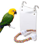 Juguete para loros, de acrílico y con espejo.