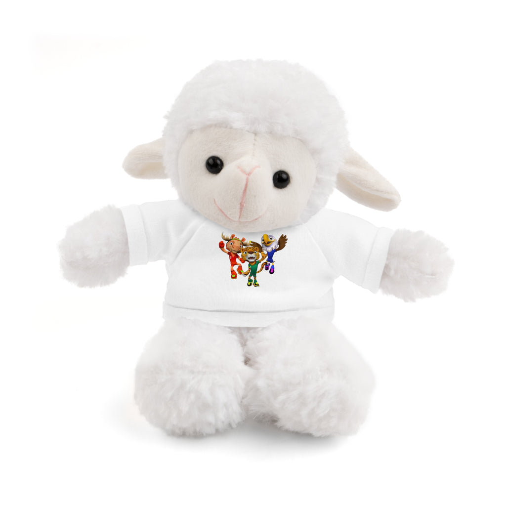 Adorable animal de peluche con camiseta personalizada, regalo tierno para niños.