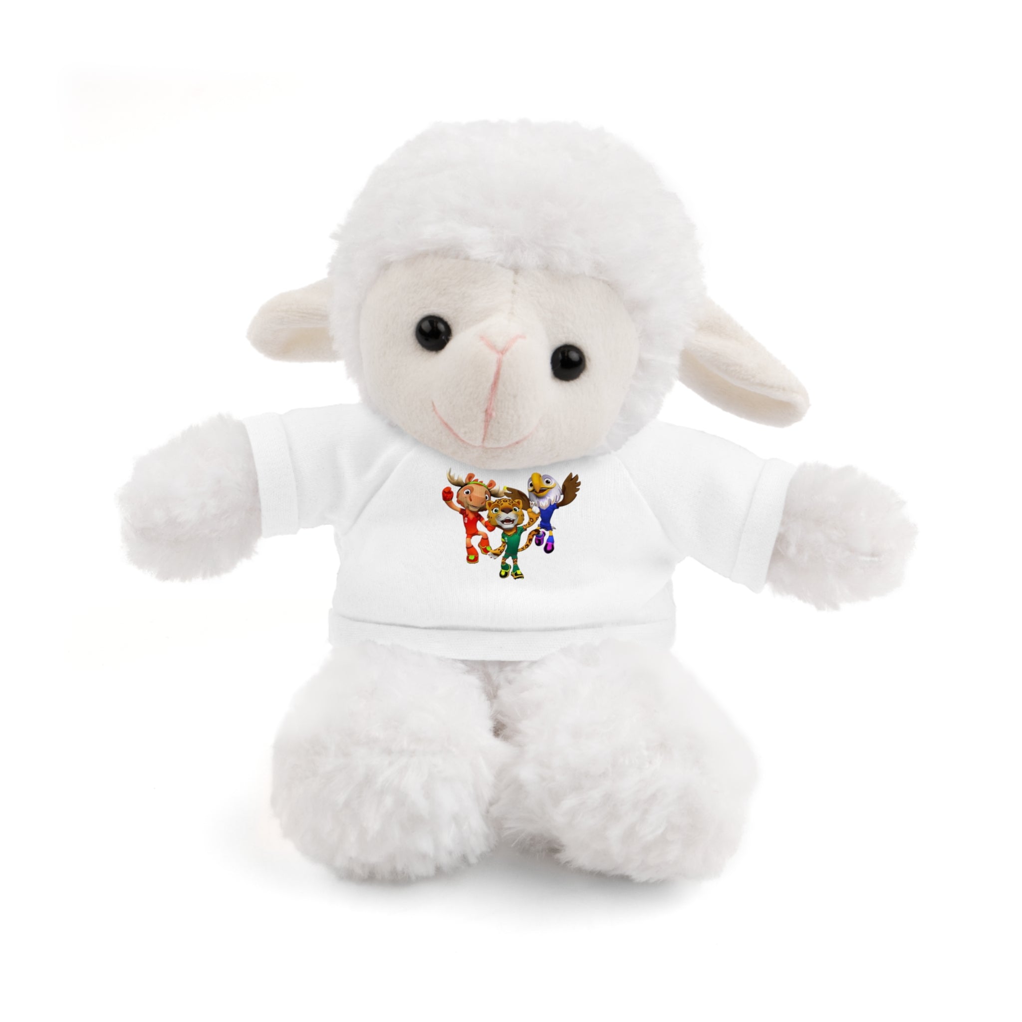Adorable animal de peluche con camiseta personalizada, regalo tierno para niños.