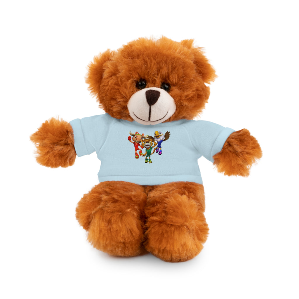 Adorable animal de peluche con camiseta personalizada, regalo tierno para niños.