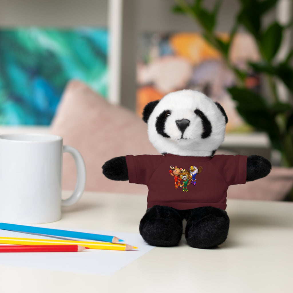 Adorable animal de peluche con camiseta personalizada, regalo tierno para niños.