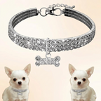 Collar elástico de cristal con diamantes de imitación para mascotas.