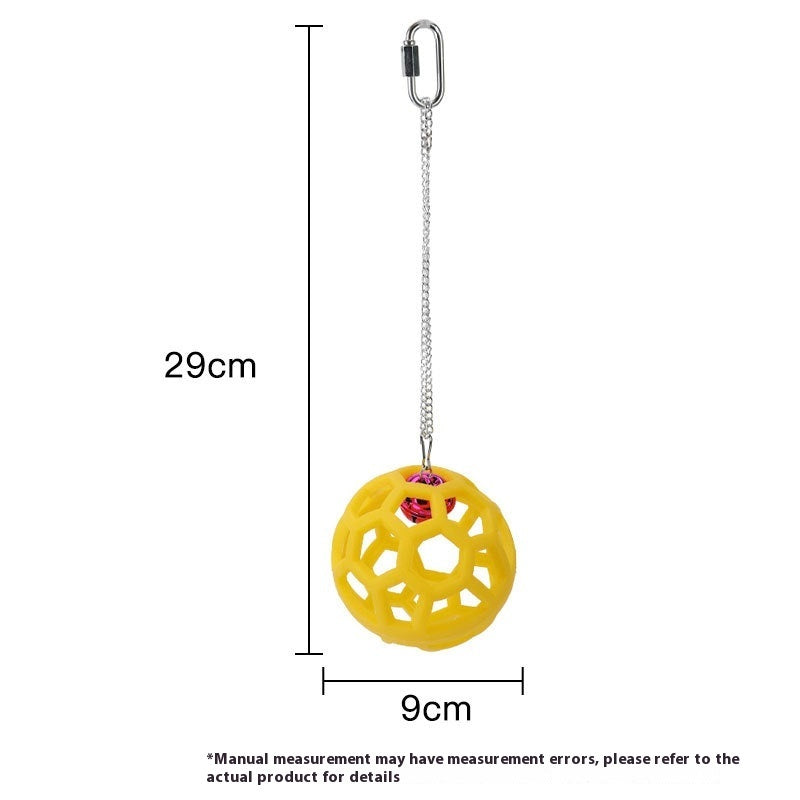 Bola de campana colgante de loro congestionada para aliviar la masticación. Molar de plástico.