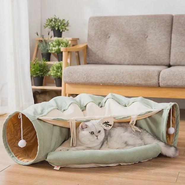 Túnel plegable para gatos, duradero, lavable y plegable.