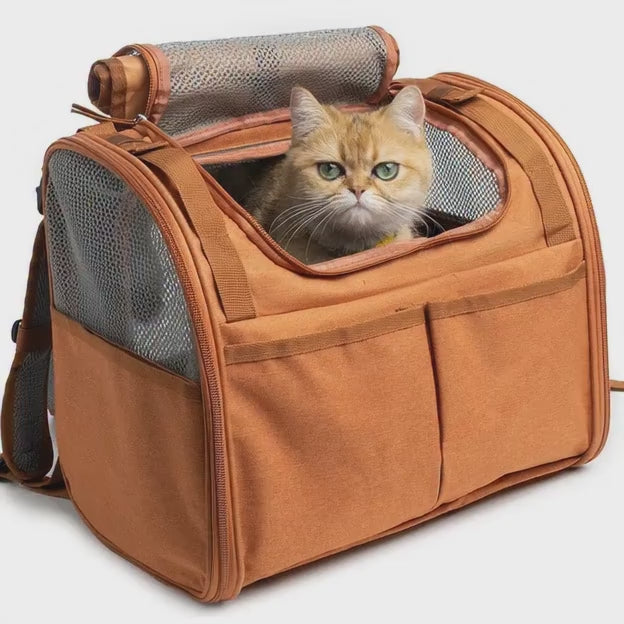 Mochila para gatos espaciosa y portátil, de tela Oxford transpirable y expandible, ideal para viajes al aire libre.