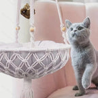 Nido colgante para gato tejido a mano, estilo bohemio.